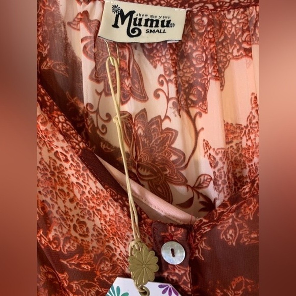 NWT Show Me Your Mumu Sienna Swing Boho Mini DressBell Sleeves. Size Small - Picture 6 of 6